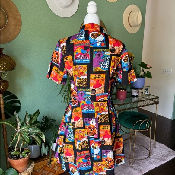 Dangerfield *  Colorful Cartoon Cereal Print Dress * SZ UK10/US6(M) - Picture 5 of 6
